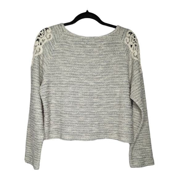INC International Concepts Womens Light Gray XL Crop Top Knit Shirt Lace Sweater - Picture 4 of 6